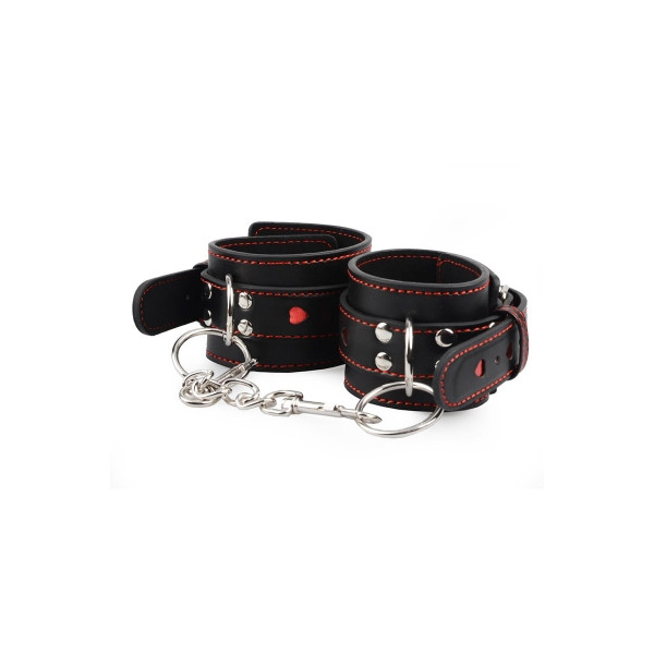 [홍콩 Toynary] SM17 Heart Patterned Leather Ankle Cuffs-Black